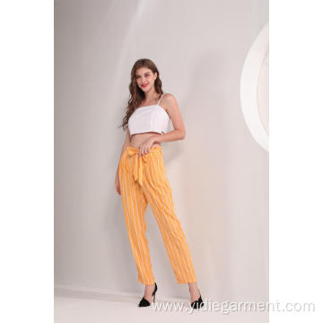 Women's Yellow Striped Ankle Pants